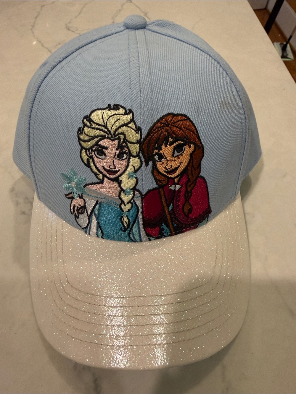 Disney Frozen Light Blue and White Sparkle Elsa & Anna Kids Cap